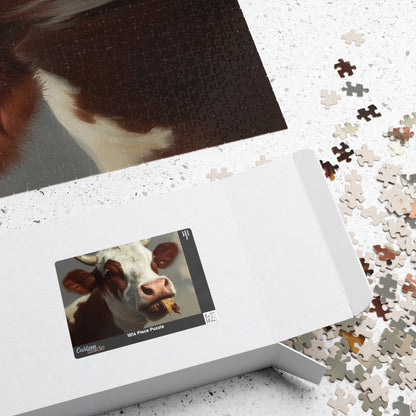 Cow Enjoying a Manburger, Well Done (jigsaw puzzle)