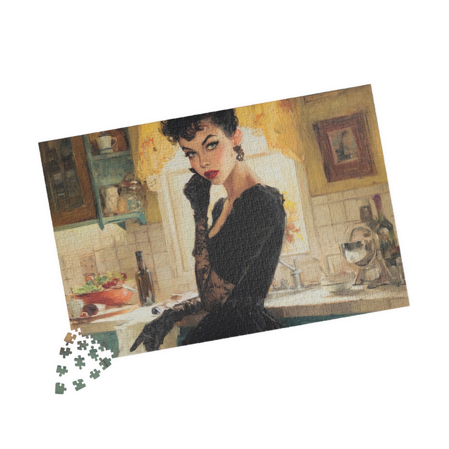 The Gothic Homemaker's Secret, Domestic Noir Elegance (Jigsaw Puzzle)