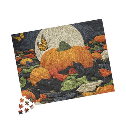 Moonlit Pumpkin Patch, Autumn Mosaic Dream (Jigsaw Puzzle)