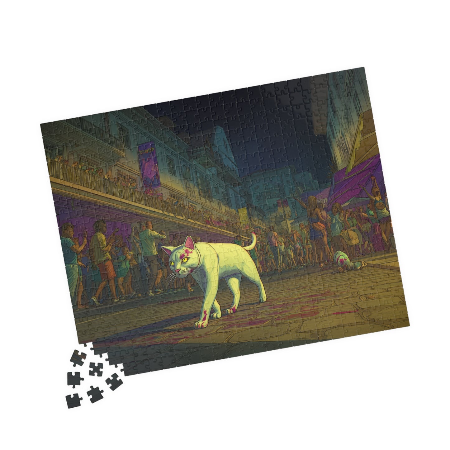 Ghost Cat on Bourbon Street, Nightwalker (Jigsaw Puzzle)