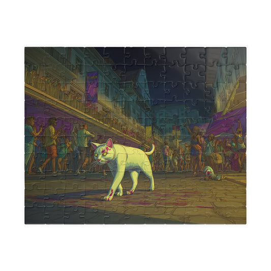 Ghost Cat on Bourbon Street, Nightwalker (Jigsaw Puzzle)
