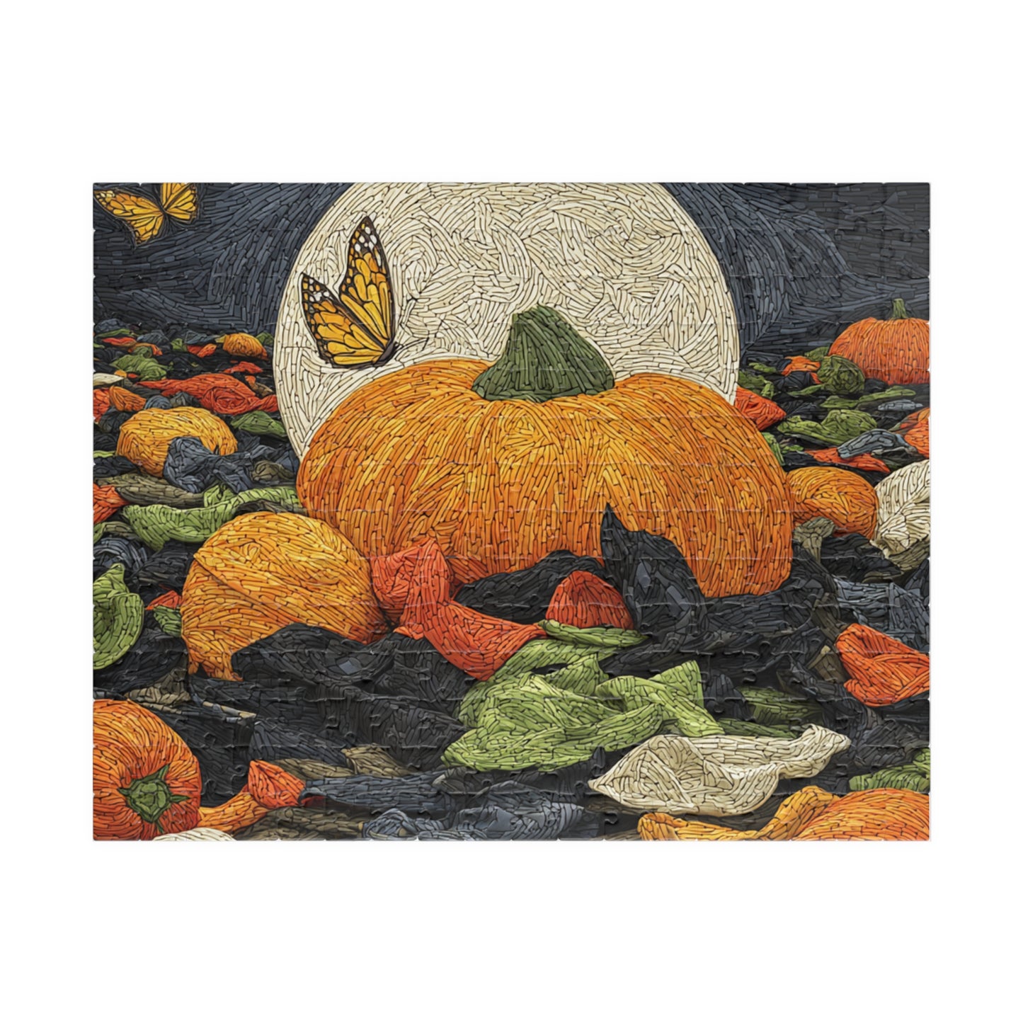Moonlit Pumpkin Patch, Autumn Mosaic Dream (Jigsaw Puzzle)