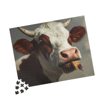 Cow Enjoying a Manburger, Well Done (jigsaw puzzle)