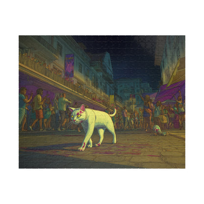 Ghost Cat on Bourbon Street, Nightwalker (Jigsaw Puzzle)