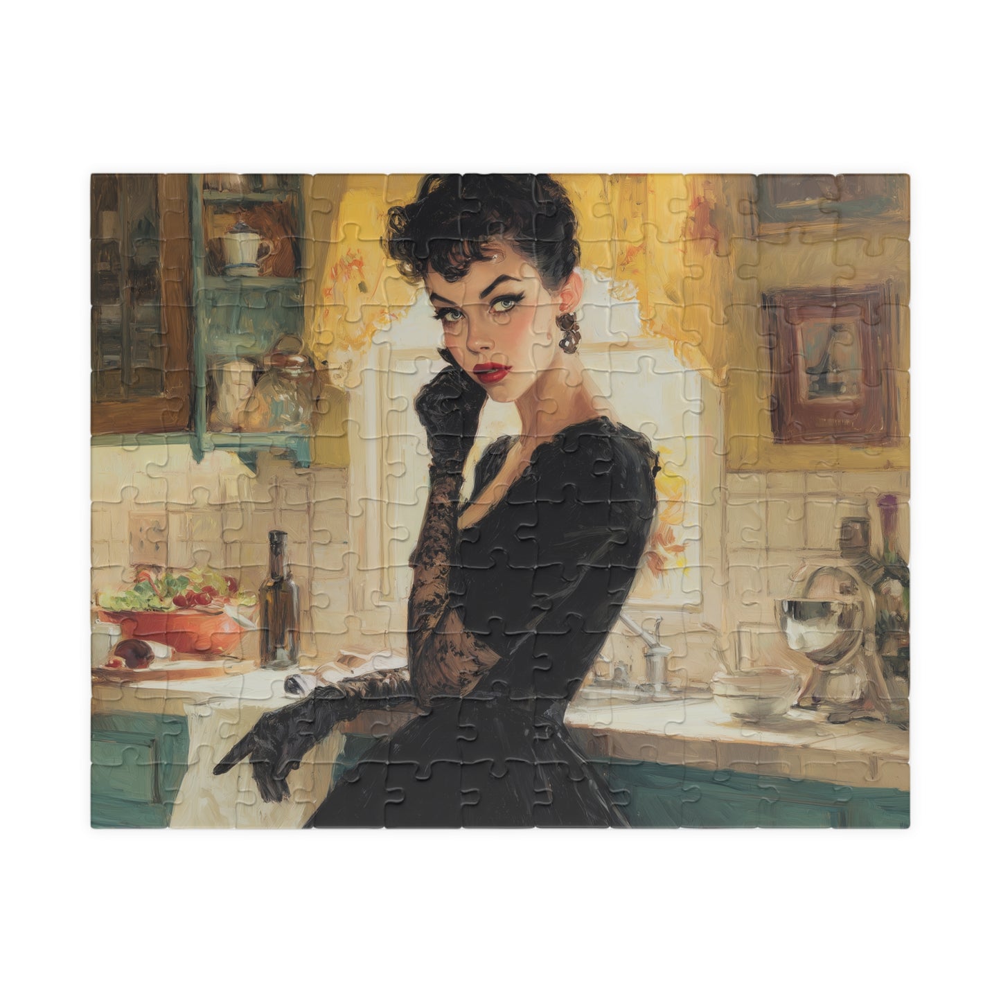 The Gothic Homemaker's Secret, Domestic Noir Elegance (Jigsaw Puzzle)