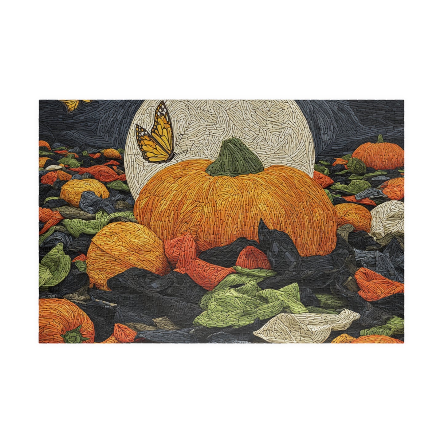 Moonlit Pumpkin Patch, Autumn Mosaic Dream (Jigsaw Puzzle)