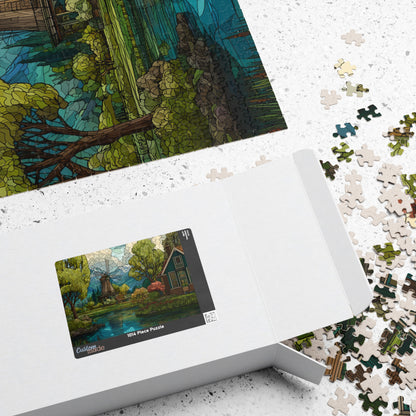 Dutch Countryside in Stained Glass, Calm Lands (Jigsaw Puzzle)