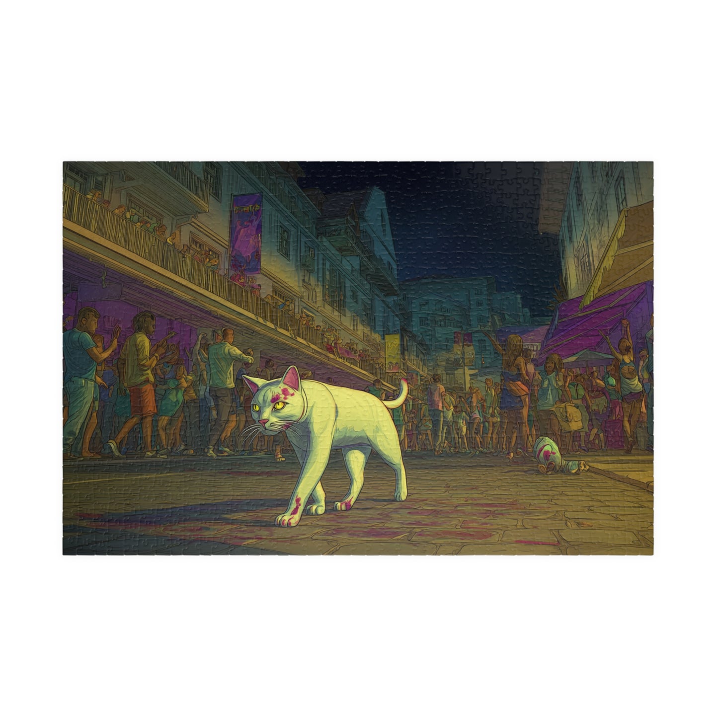 Ghost Cat on Bourbon Street, Nightwalker (Jigsaw Puzzle)