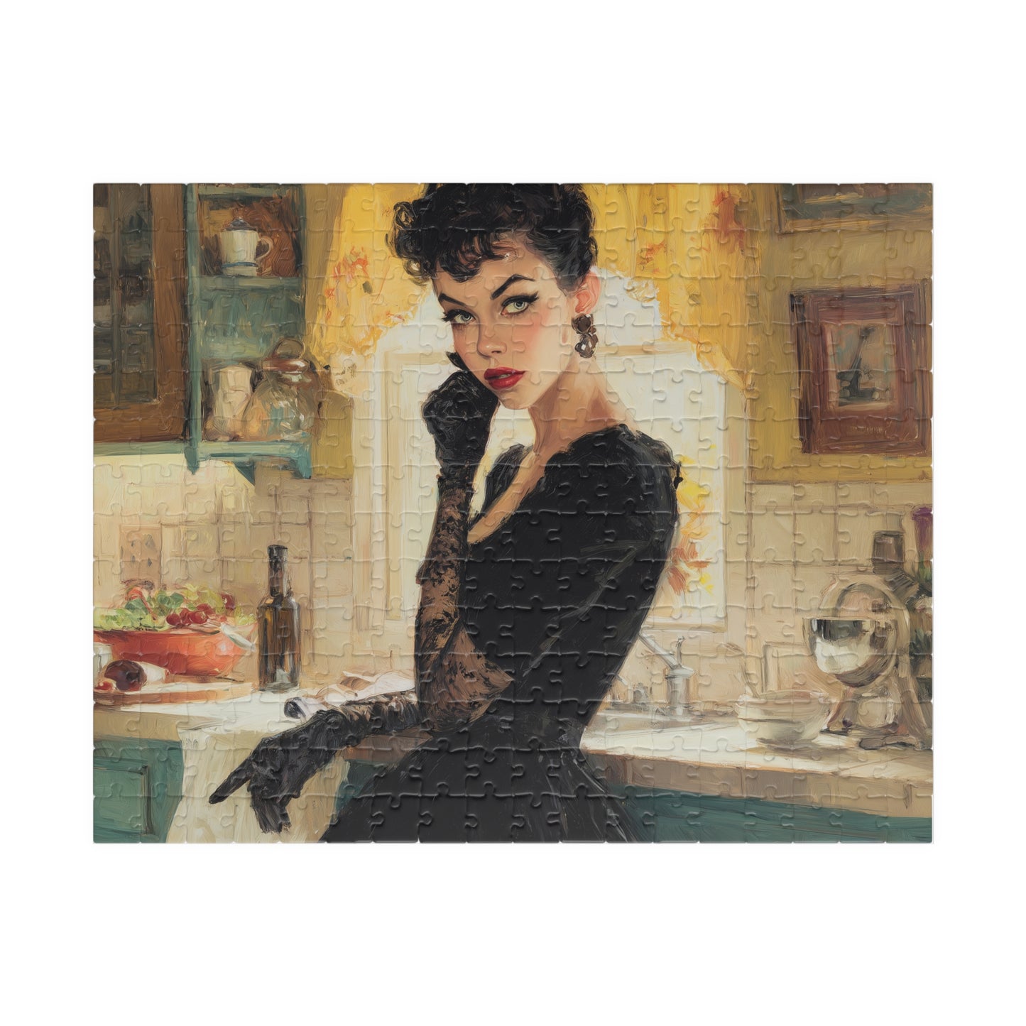 The Gothic Homemaker's Secret, Domestic Noir Elegance (Jigsaw Puzzle)