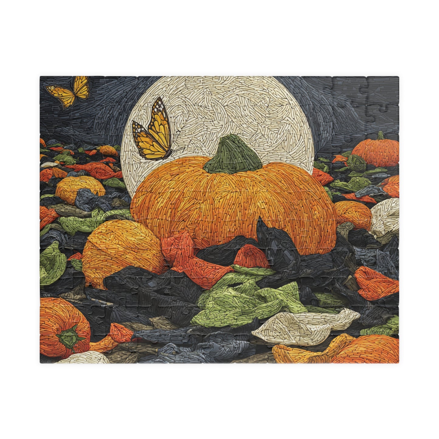 Moonlit Pumpkin Patch, Autumn Mosaic Dream (Jigsaw Puzzle)
