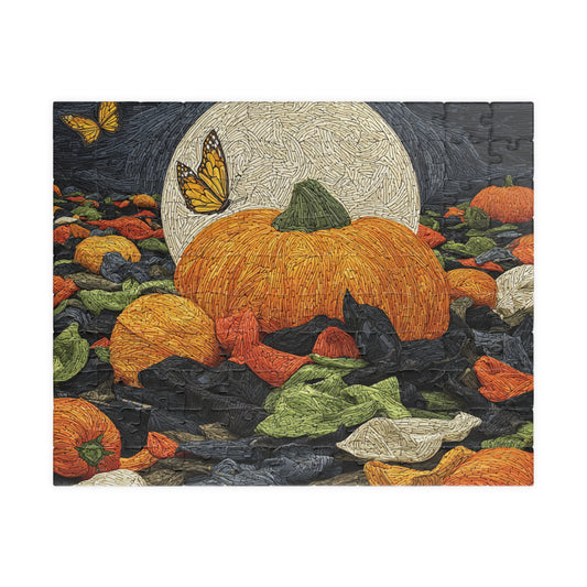 Moonlit Pumpkin Patch, Autumn Mosaic Dream (Jigsaw Puzzle)
