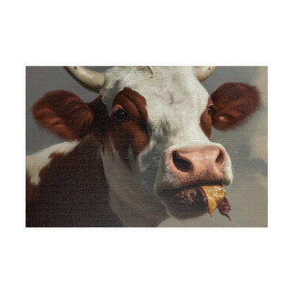 Cow Enjoying a Manburger, Well Done (jigsaw puzzle)