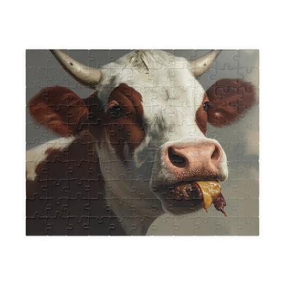 Cow Enjoying a Manburger, Well Done (jigsaw puzzle)