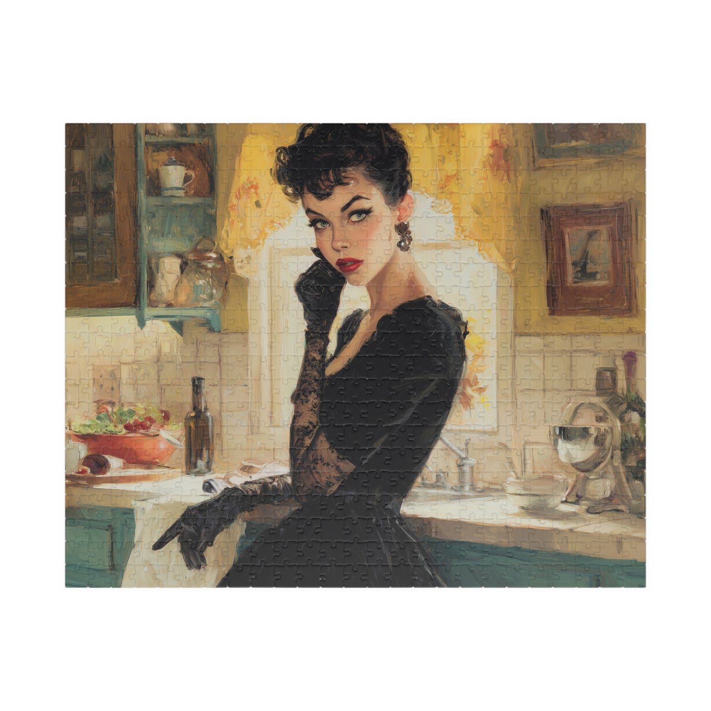 The Gothic Homemaker's Secret, Domestic Noir Elegance (Jigsaw Puzzle)