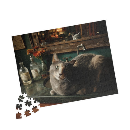 Reflections of a Feline King, The Sink's Resident Sovereign (Jigsaw Puzzle)