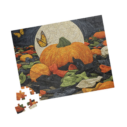 Moonlit Pumpkin Patch, Autumn Mosaic Dream (Jigsaw Puzzle)