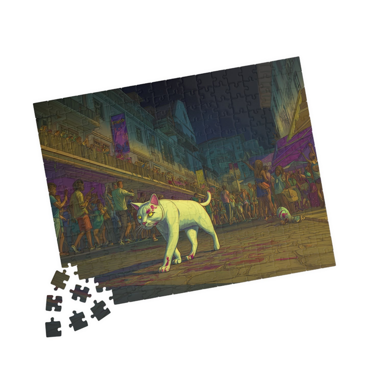 Ghost Cat on Bourbon Street, Nightwalker (Jigsaw Puzzle)