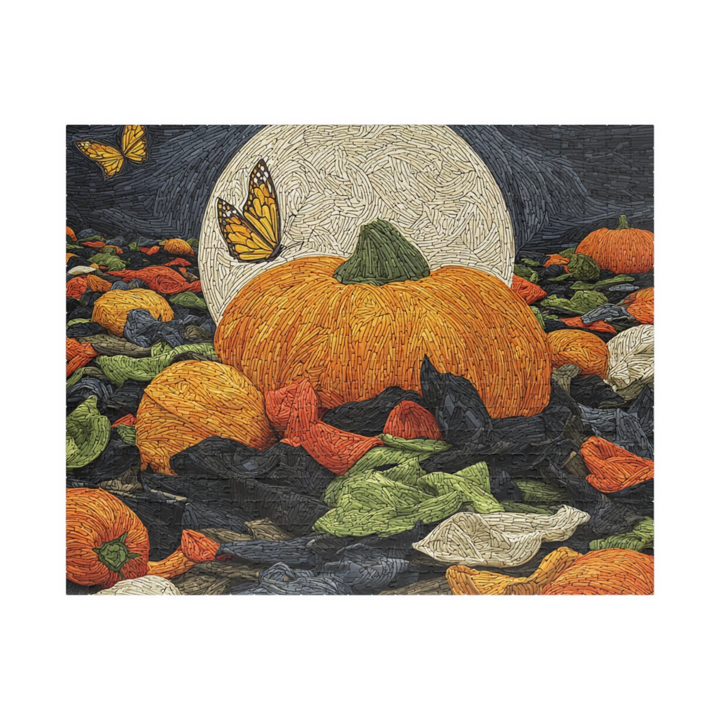 Moonlit Pumpkin Patch, Autumn Mosaic Dream (Jigsaw Puzzle)