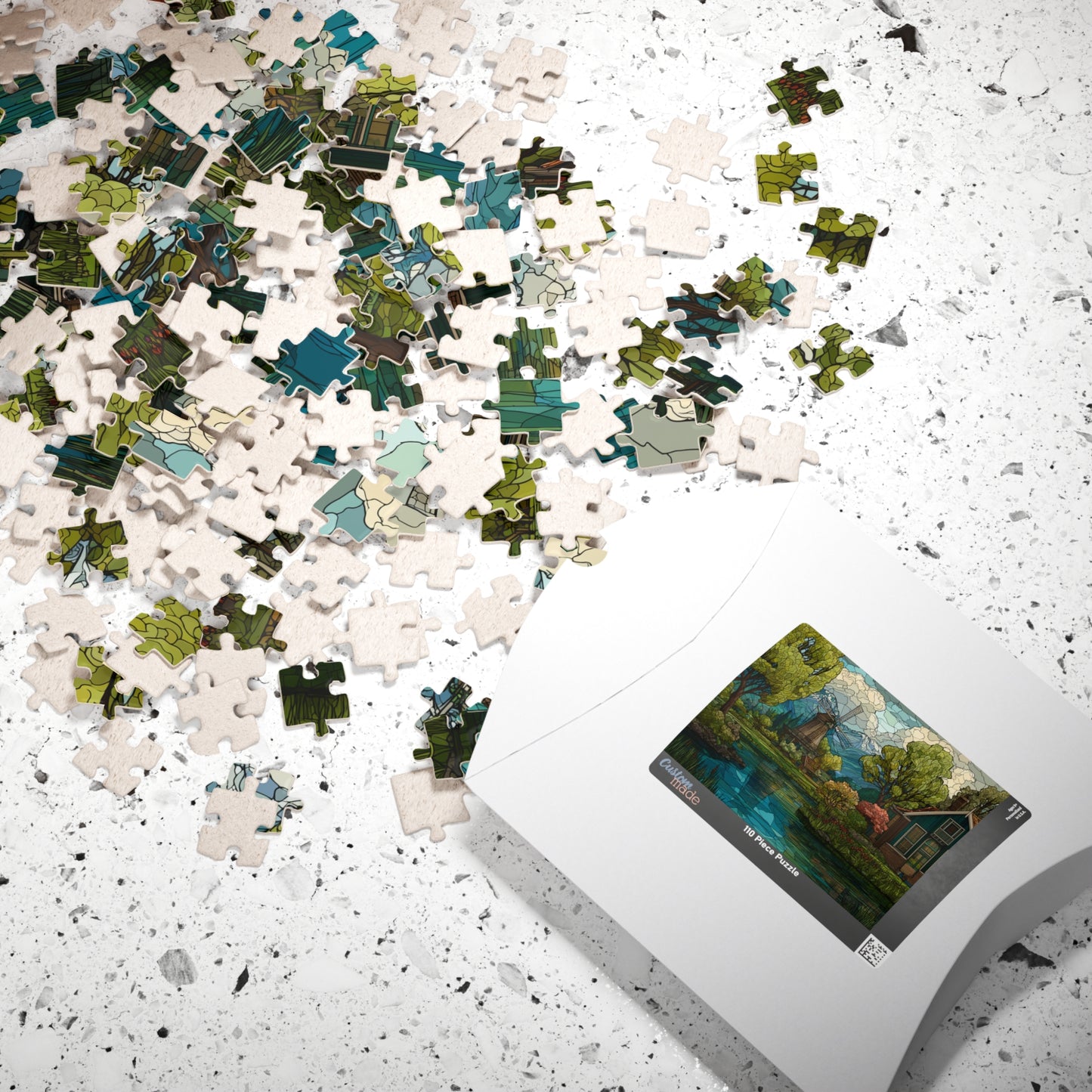 Dutch Countryside in Stained Glass, Calm Lands (Jigsaw Puzzle)