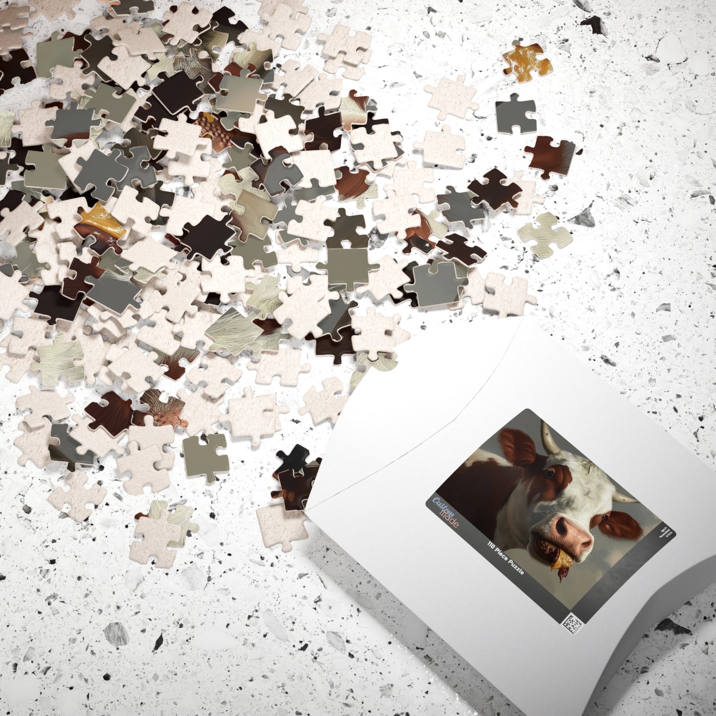 Cow Enjoying a Manburger, Well Done (jigsaw puzzle)