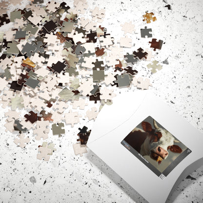 Cow Enjoying a Manburger, Well Done (jigsaw puzzle)