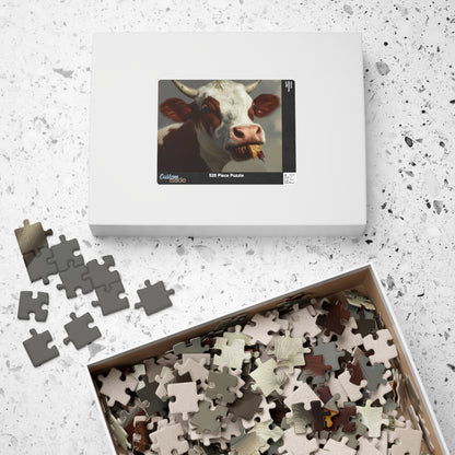 Cow Enjoying a Manburger, Well Done (jigsaw puzzle)