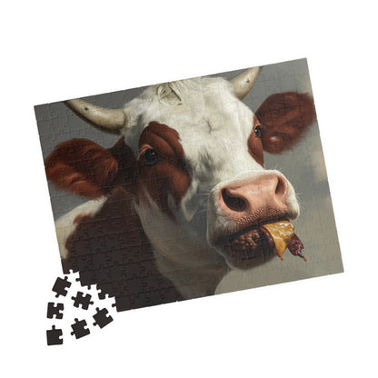 Cow Enjoying a Manburger, Well Done (jigsaw puzzle)